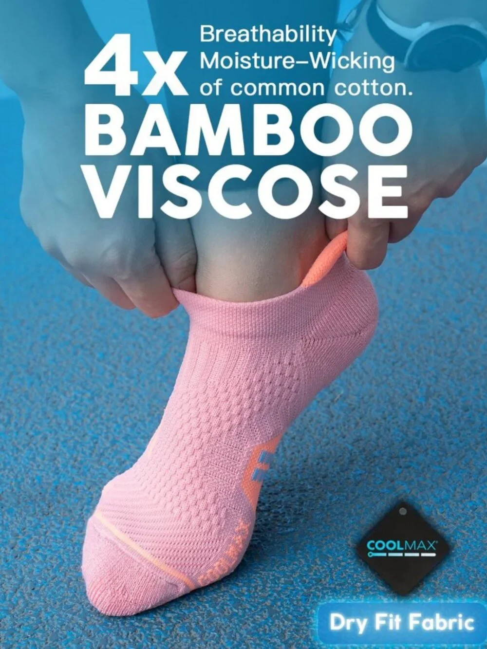 Women's Compression No Show Athletic Socks - Coolmax Bamboo Viscose